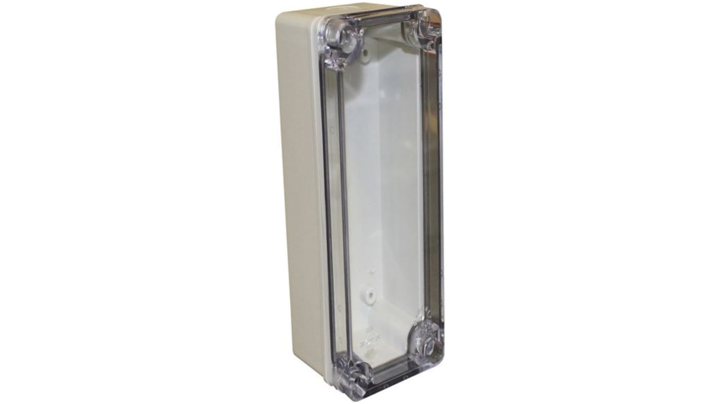 CAMDENBOSS Ver 1X6 Series Grey ABS Enclosure, IP66, IP67, IK07, IK08, Transparent Lid, 80 x 250 x 85mm