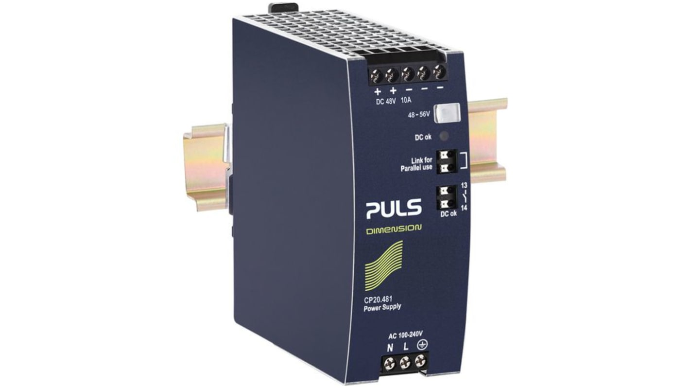 PULS DIN Rail Power Supply, 240V ac ac, dc Input, 48V dc dc Output, 12A Output