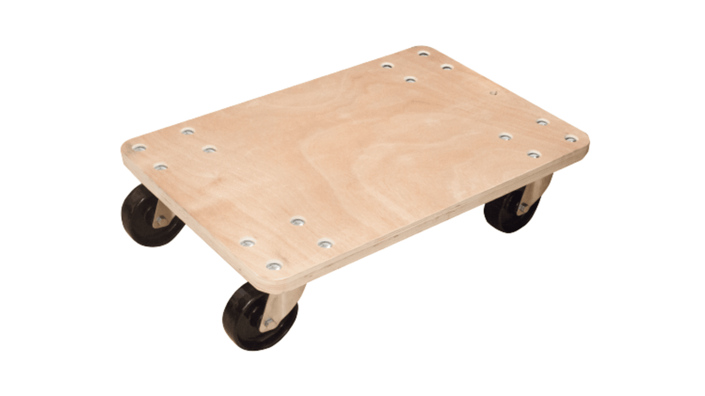 Base rodante Guitel Hervieu, Madera, carga 300kg, plataforma de 600mm, x 400mm, altura 154mm