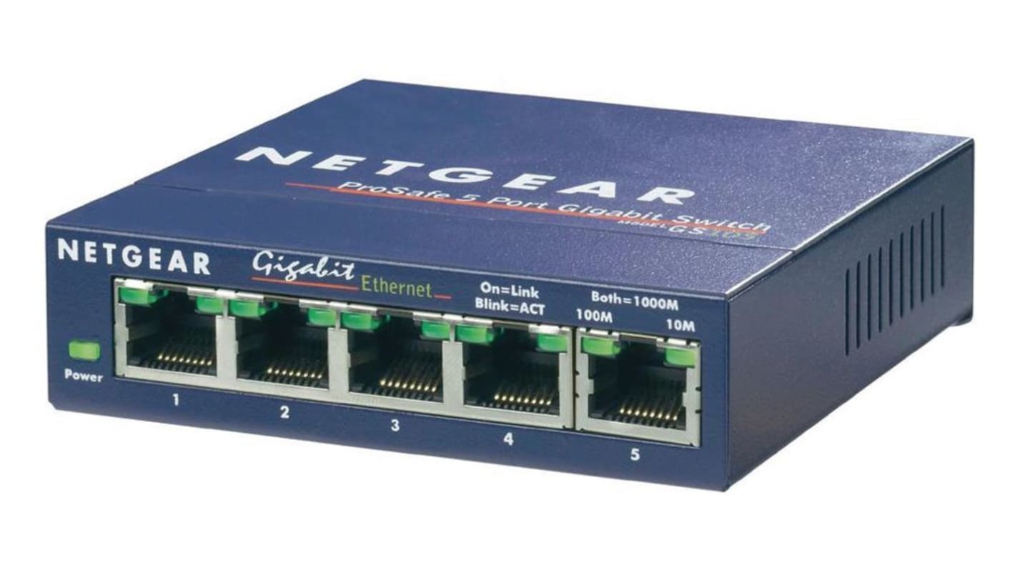 Netgear Unmanaged Ethernet-switch, med 5 Porte