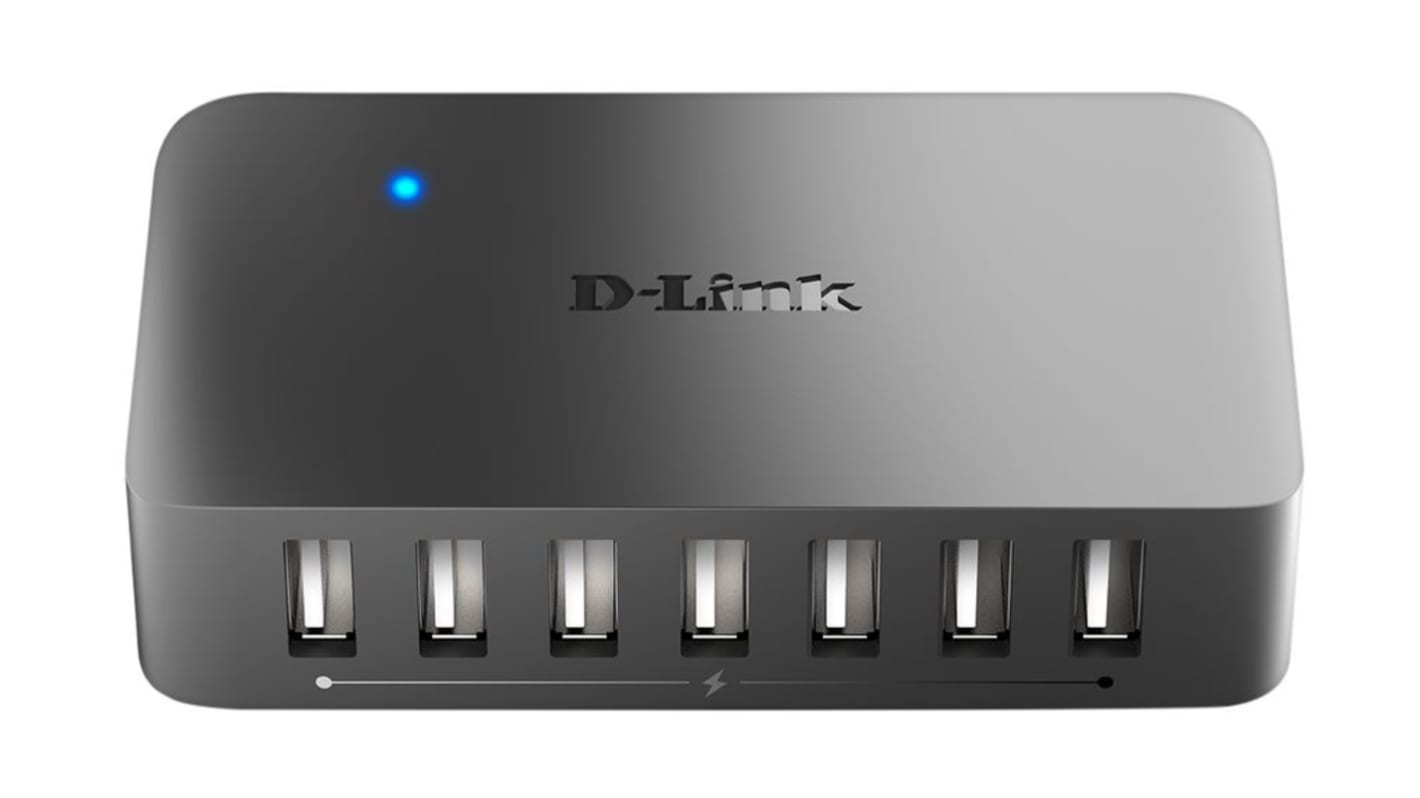 D-Link 7 Port USB 2.0 USB A  Hub, Adapter Powered, 99 x 57 x 25mm