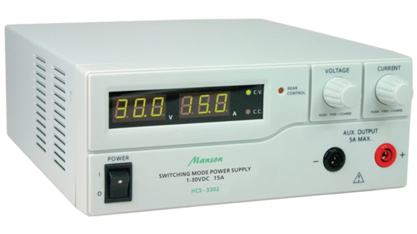 Fuente de alimentación de laboratorio Manson HCS-3302, 1 salida, 1 → 32V dc, 0 → 15A, 480W