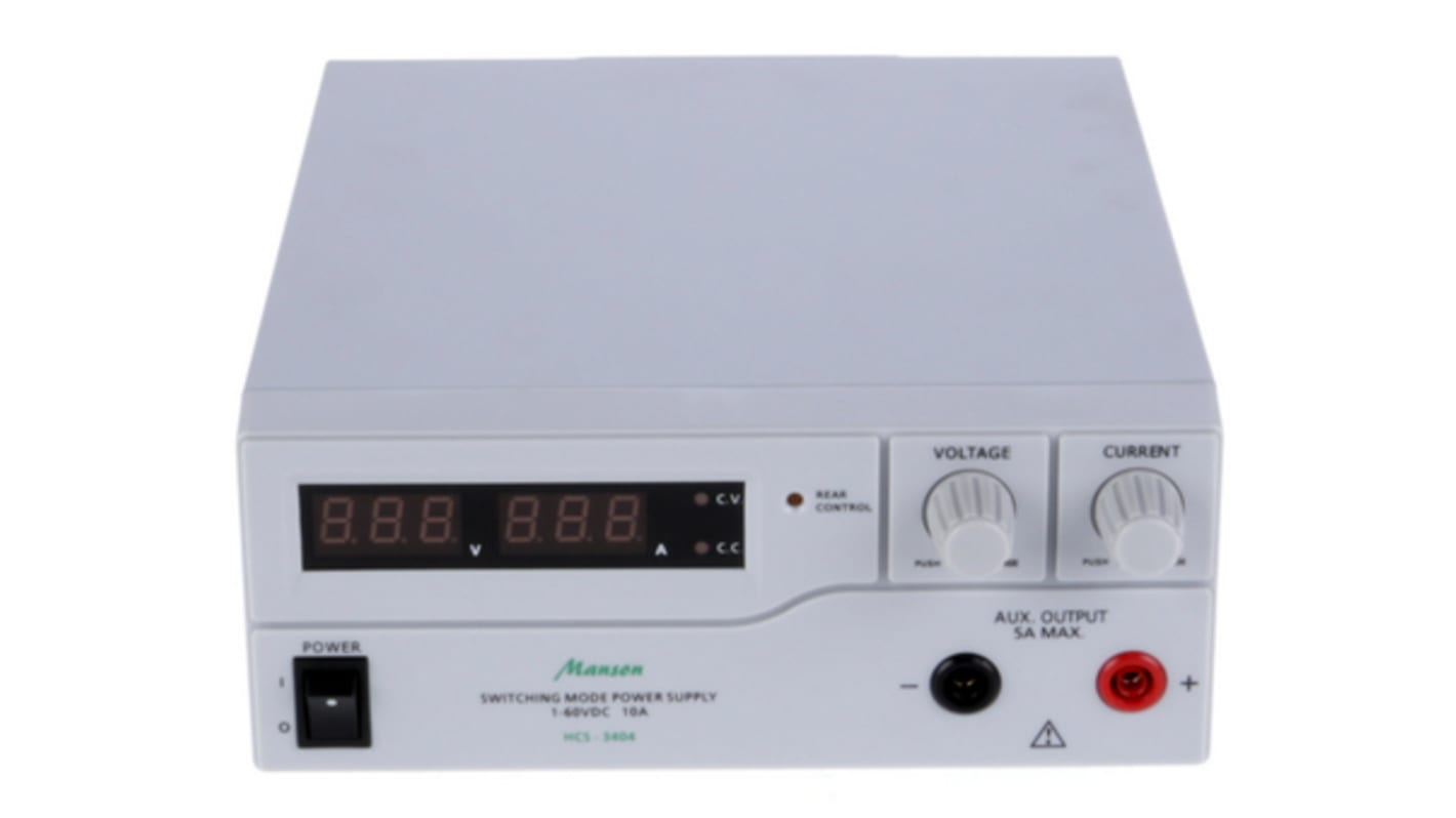 Manson HCS-3400-Series Series Digital Bench Power Supply, 1 → 60V dc, 0 → 10A, 1-Output, 600W