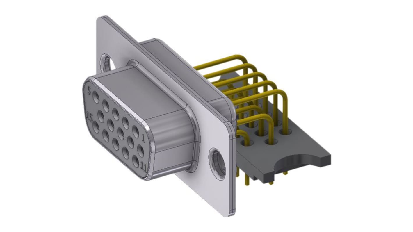 Deltron 15 Way Horizontal D-sub Connector Socket, 2.54mm Pitch