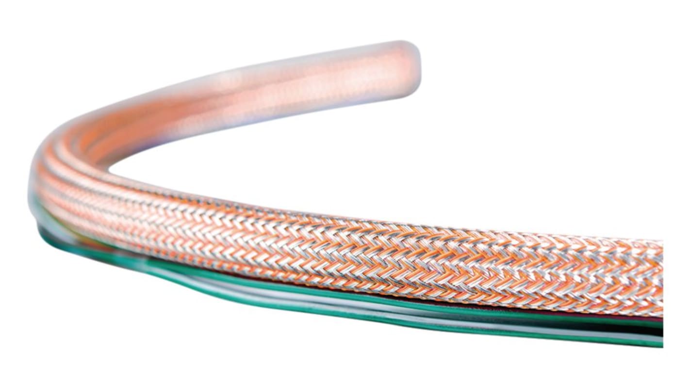 HellermannTyton Expandable Braided PET, Tin Plated Copper Orange Cable Sleeve, 20mm Diameter, HEGEMIP-HY Series