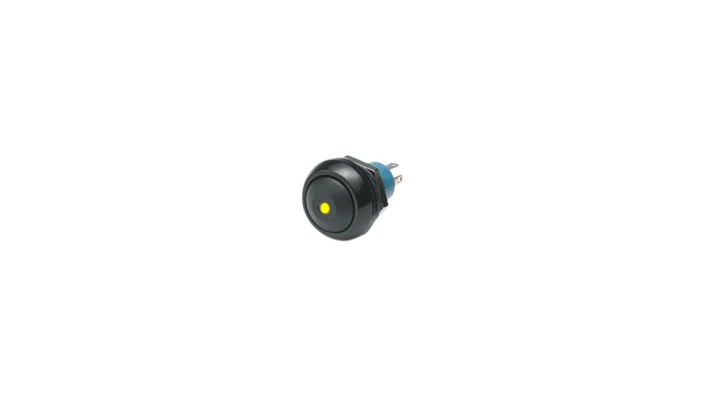 APEM IP Series Series Illuminated Push Button Switch, Momentary, Panel Mount, 12mm Cutout, SPST, Yellow LED, 48V, IP67