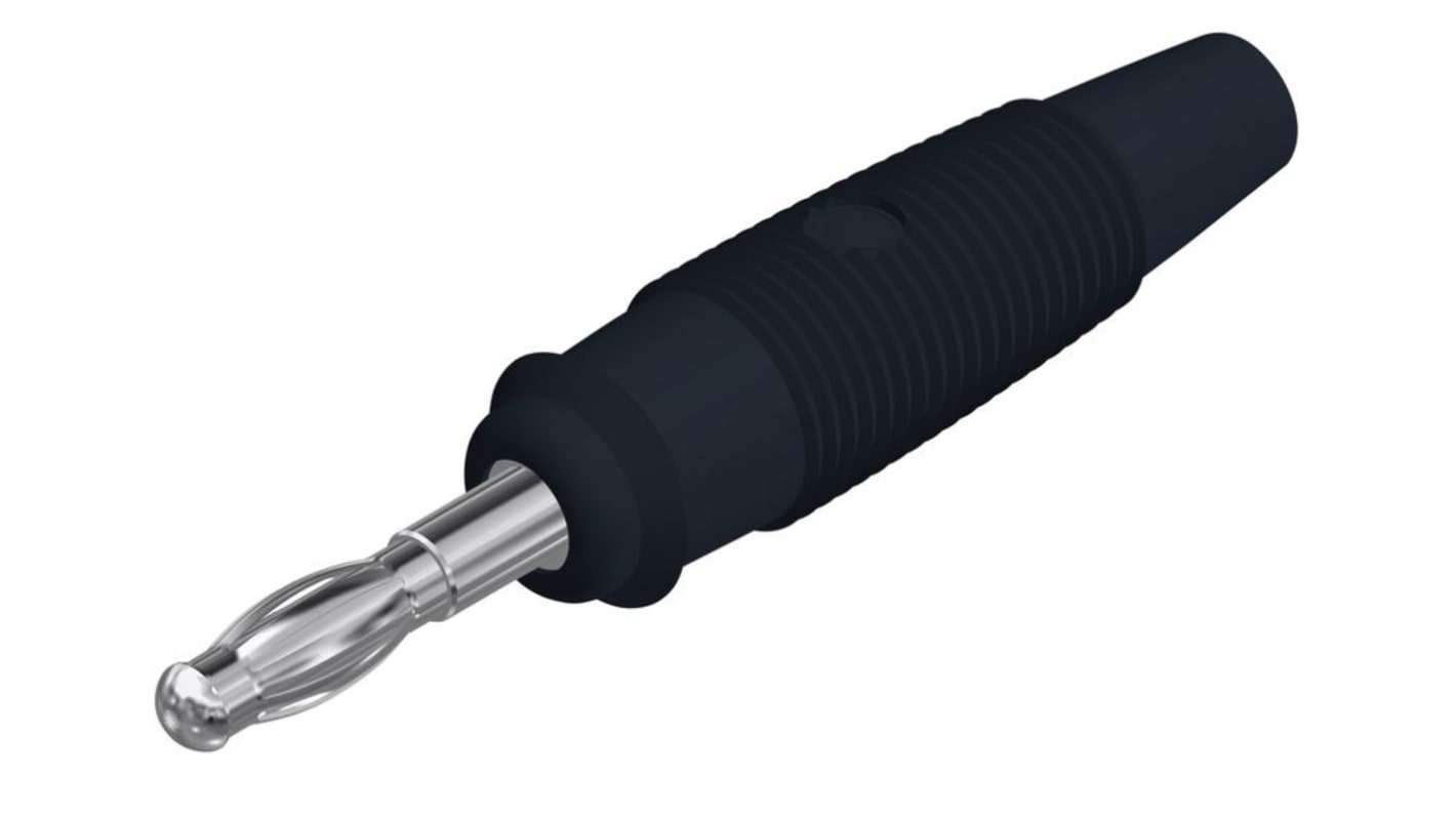 Hirschmann 4 mm Bananenstecker Schwarz, Kontakt vernickelt, 60V dc / 32A, Lötanschluss