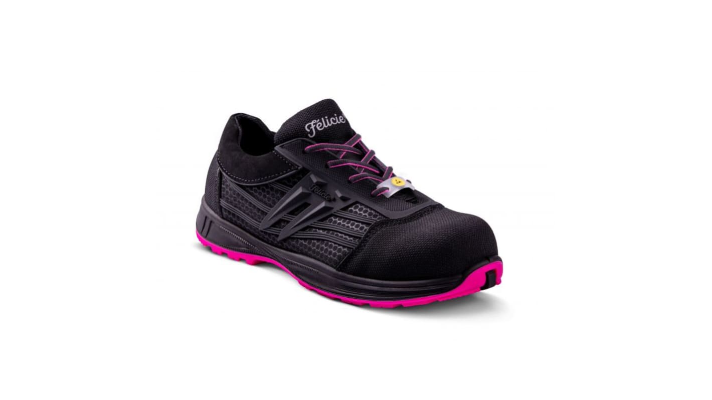 Zapatos de seguridad para mujer Gaston Mille de color Negro/rosa, talla 37