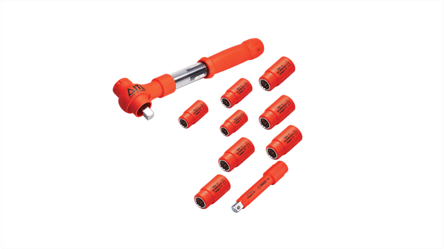 ITL Insulated Tools Ltd 1-Piece Imperial 1/2 in Standard Socket Set with Ratchet, 12 point, VDE/1000V