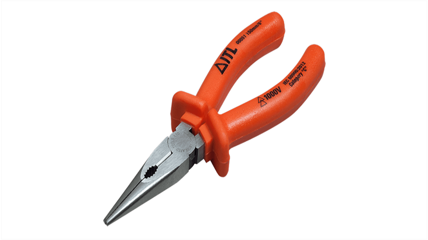 Pinze a becco ITL Insulated Tools Ltd in Acciaio al carbonio, lungh. 150 mm Ad angolo retto