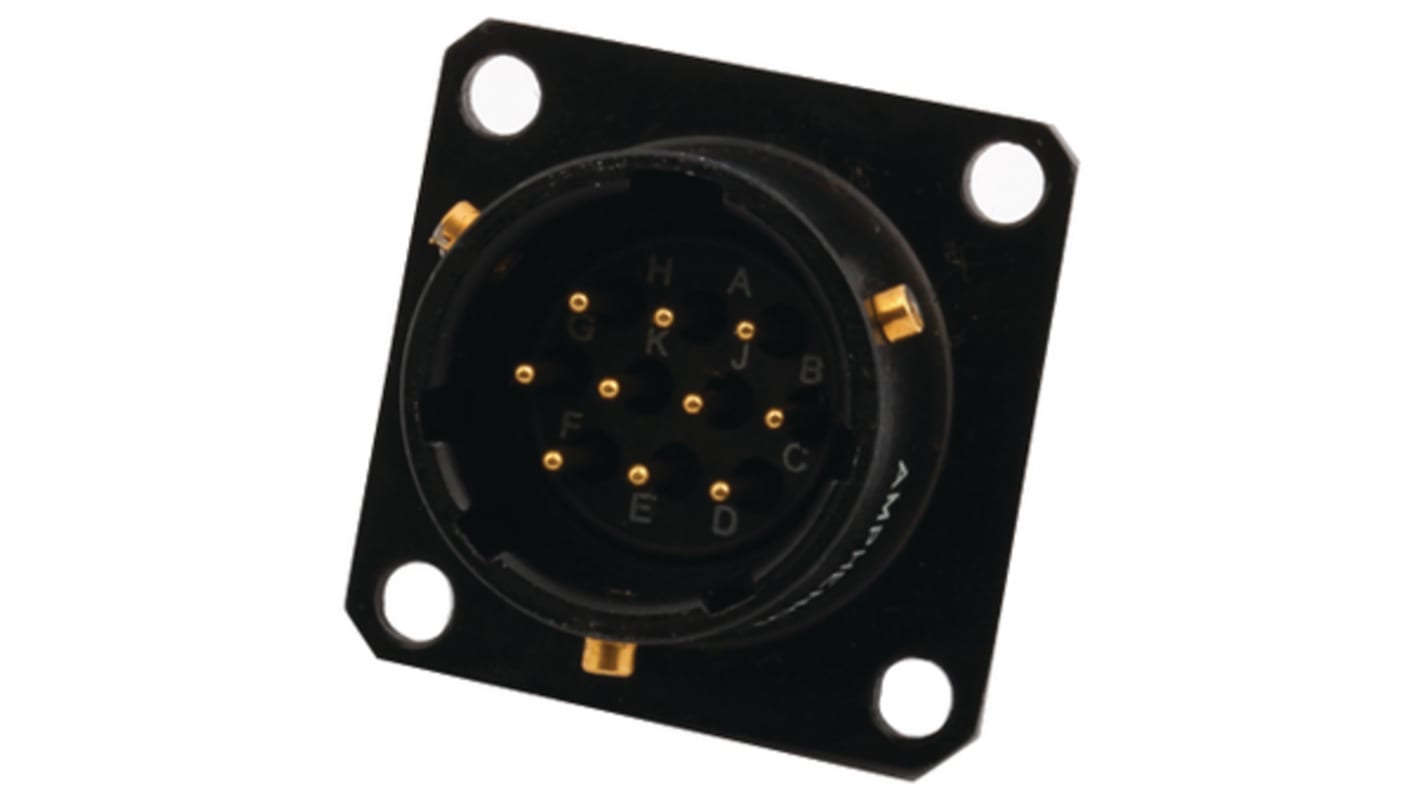 Amphenol, 62IN 6 Way Panel Mount MIL Spec Circular Connector Receptacle, Female, Male Contacts,Shell Size 12mm,