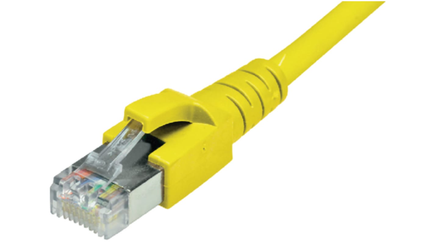Dätwyler Cables Cat6a Straight Male RJ45 to Straight Male RJ45 Ethernet Cable, S/FTP, Yellow PVC Sheath, 5m