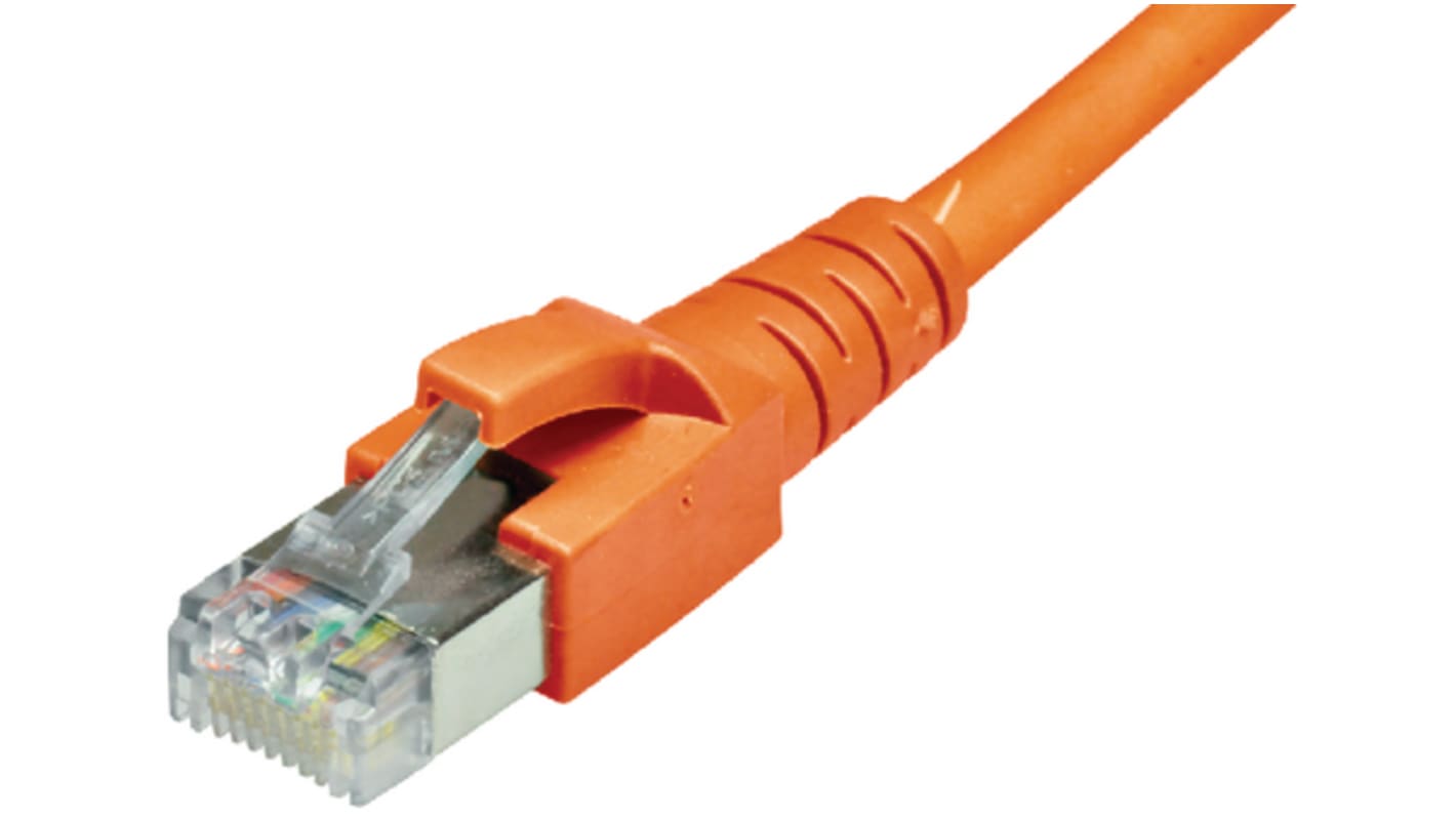 Dätwyler Cables Cat6a Straight Male RJ45 to Straight Male RJ45 Ethernet Cable, S/FTP, Orange PVC Sheath, 5m