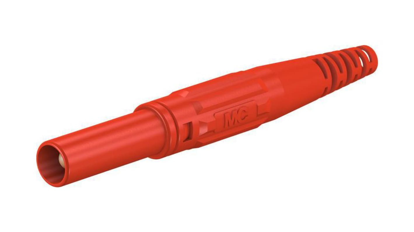 Conector banana Macho, 32A, 1kV, Contacto Níquel, Rojo