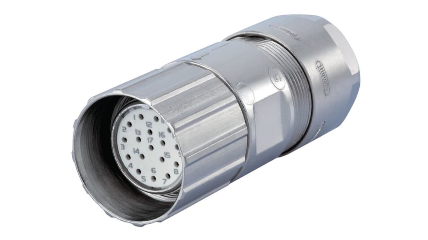 Hummel Industrial Circular Connectors, 17 Contacts, Cable Mount, M23 Connector, Socket, Female, IP67, IP69K