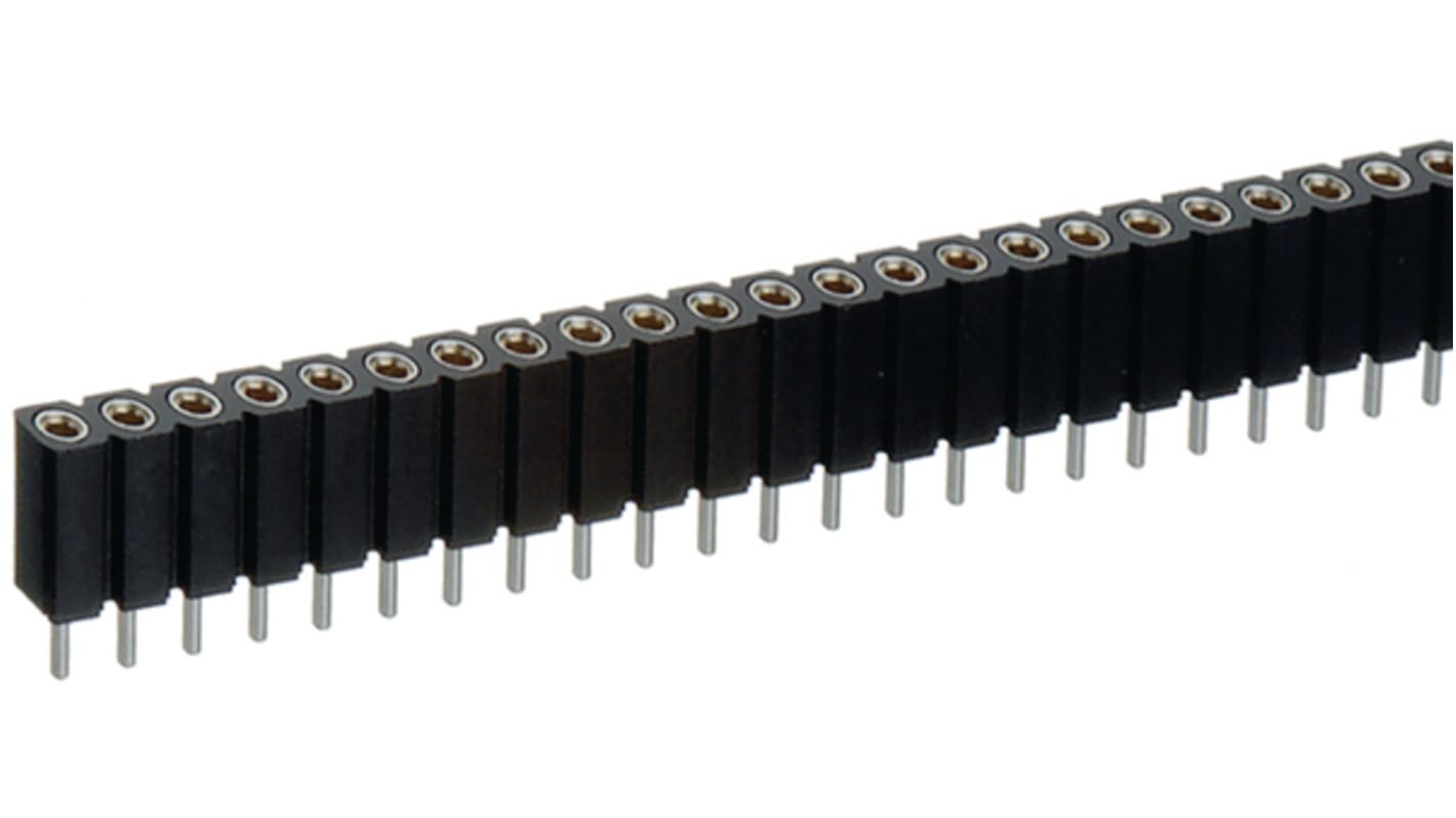 Konektor PCB, řada: 801, počet kontaktů: 50, počet řad: 1, rozteč: 2.54mm, orientace těla: Pravý úhel, Průchozí otvor