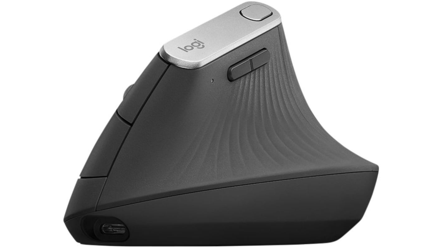 Myš Ergonomický 4tlačítková, bezdrátová optická, Bluetooth, Tmavě šedá Logitech, model: Pokročilá ergonomická myš MX