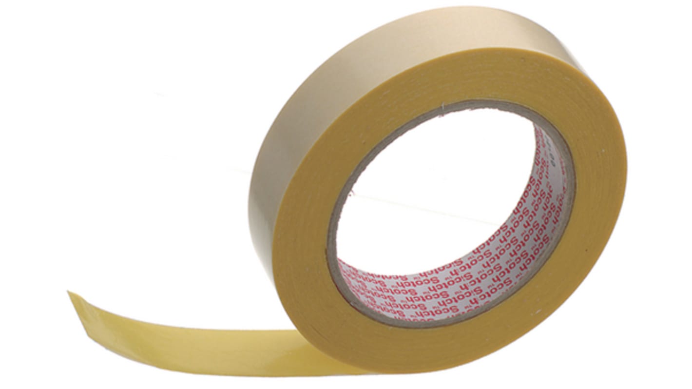 3M 9195 Series 9195 25MMX25M Transparent Yellow Double Sided Adhesive Square, 0.13mm Thick, 8 N/cm, Polypropylene