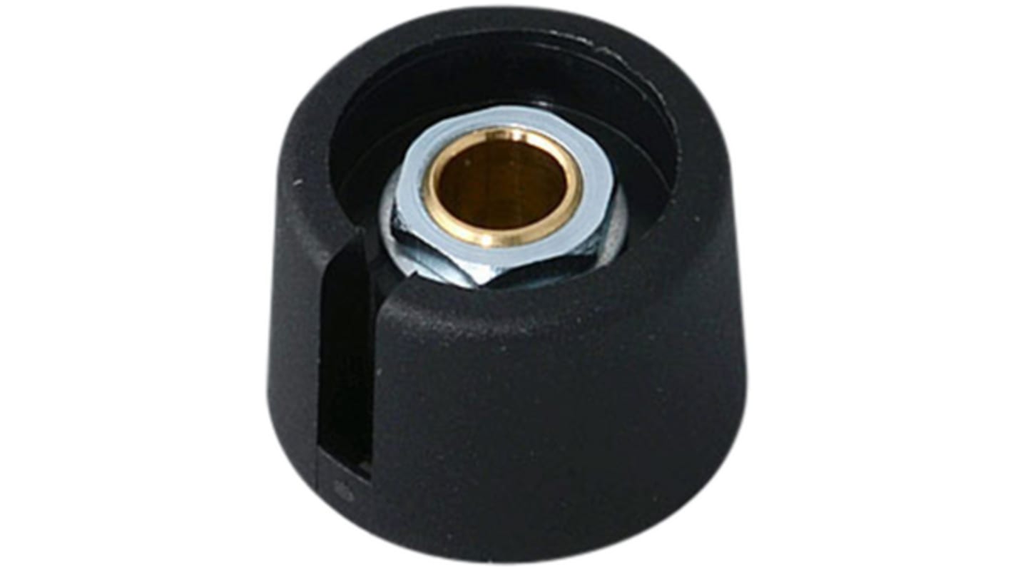 OKW 23mm Black Potentiometer Knob for 6.35mm Shaft Round Shaft, A3023639