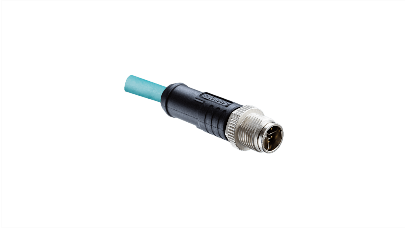 Amphenol Industrial Straight Male 2 way M12 to Pigtail Connector & Cable, 2m