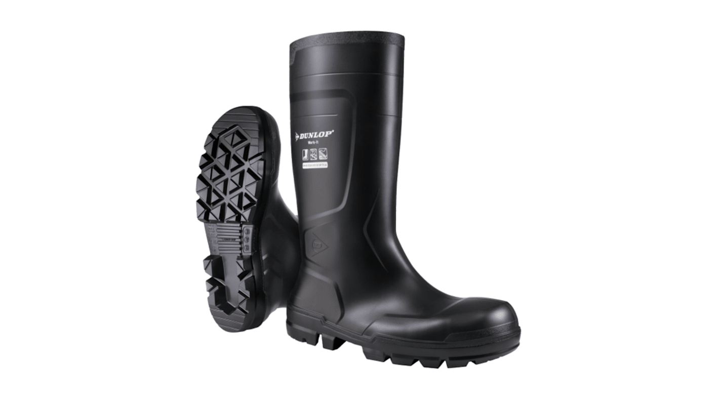 Dunlop WORK-IT FULL SAFETY Black Steel Toe Capped Unisex Safety Boots, UK 3, EU 35