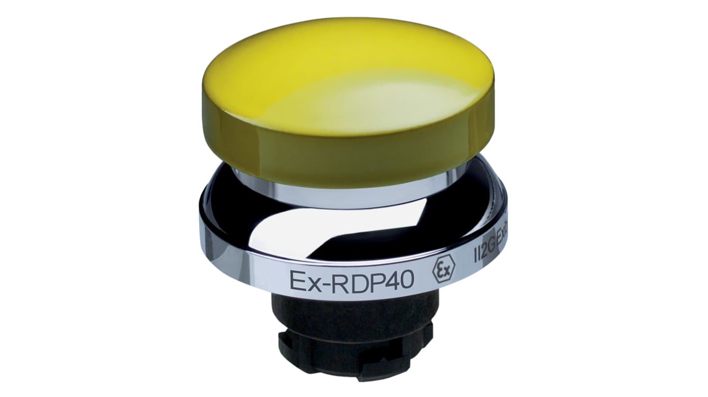 Cabezal de pulsador Schmersal serie EX-RDP, Ø 22.3mm, de color Amarillo, tipo seta, Momentáneo