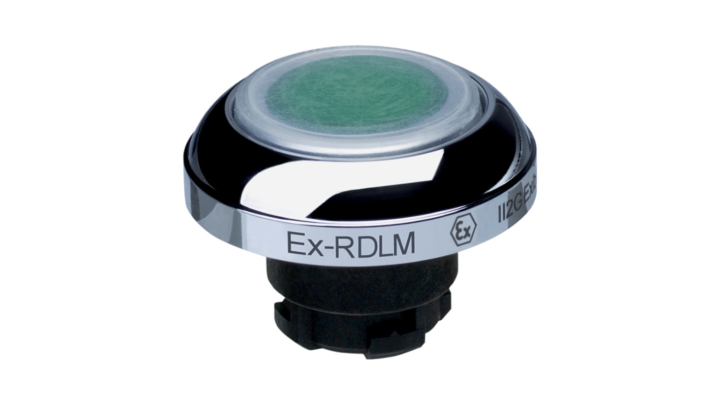 Schmersal EX-RDL Series Green Illuminated Momentary Push Button Head, 22.3mm Cutout, IECEx