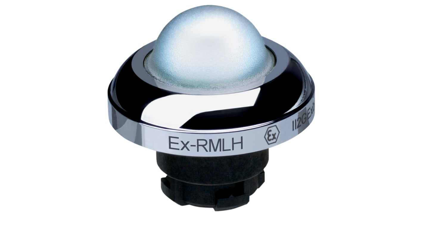 Schmersal EX-RMLH Series White Illuminated Momentary Push Button Head, 22.3mm Cutout, IECEx