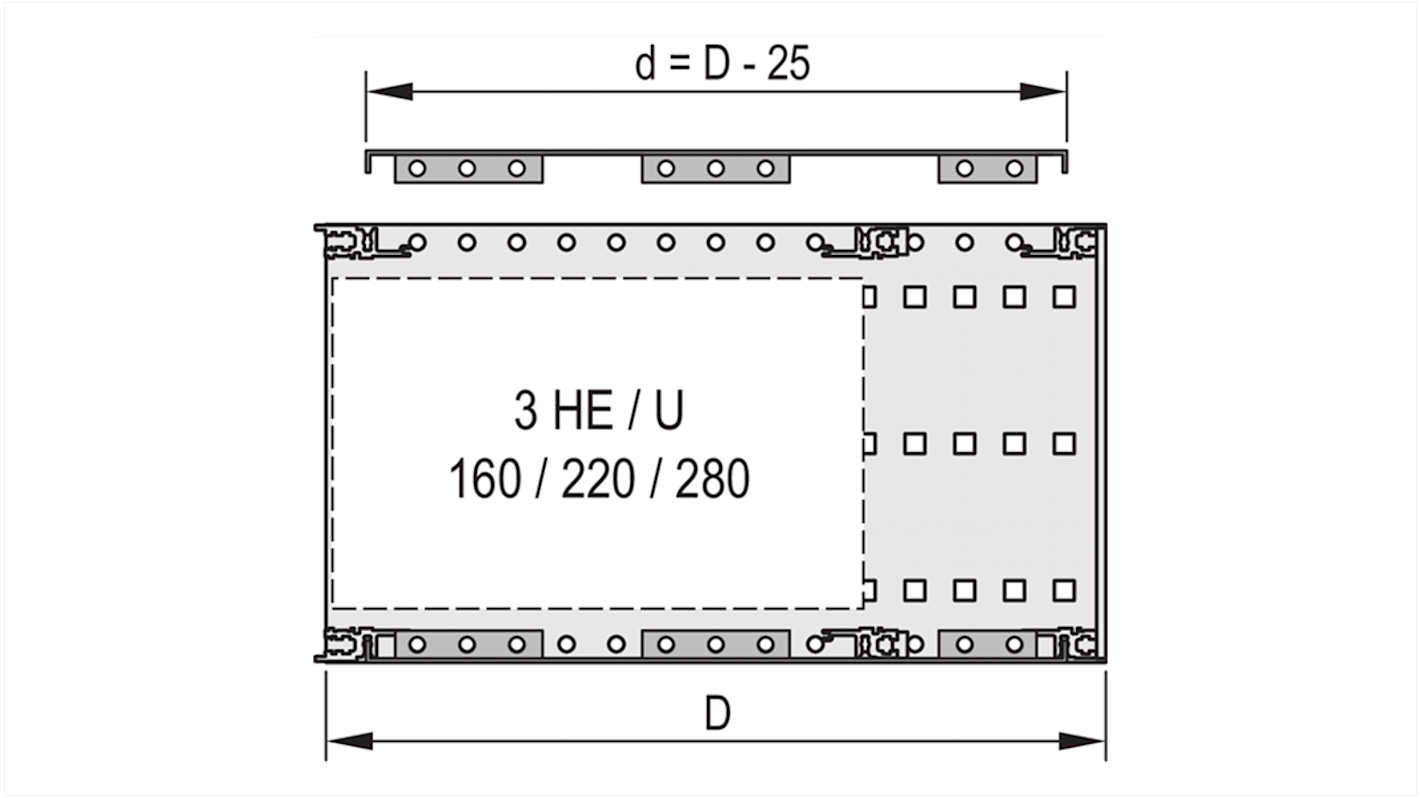 Placa nVent SCHROFF serie EuropacPRO, para usar con Carriles horizontales, paneles laterales, 1 unidad