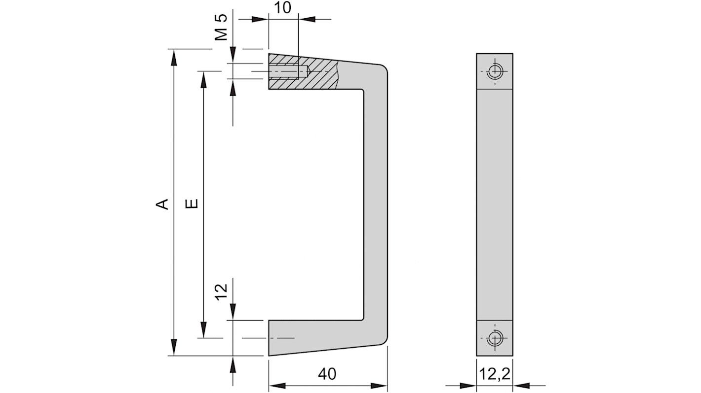 nVent SCHROFF Guide Rail Front Handle for Use with Subracks, 2U