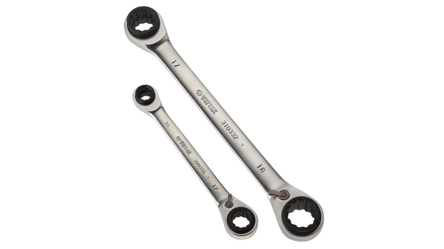 Virax Ratchet Combination Spanner, 150 mm Overall, 8 mm, 10 mm, 12 mm, 13 mm, 16 mm, 17 mm, 18 mm, 19 mm Jaw Capacity,