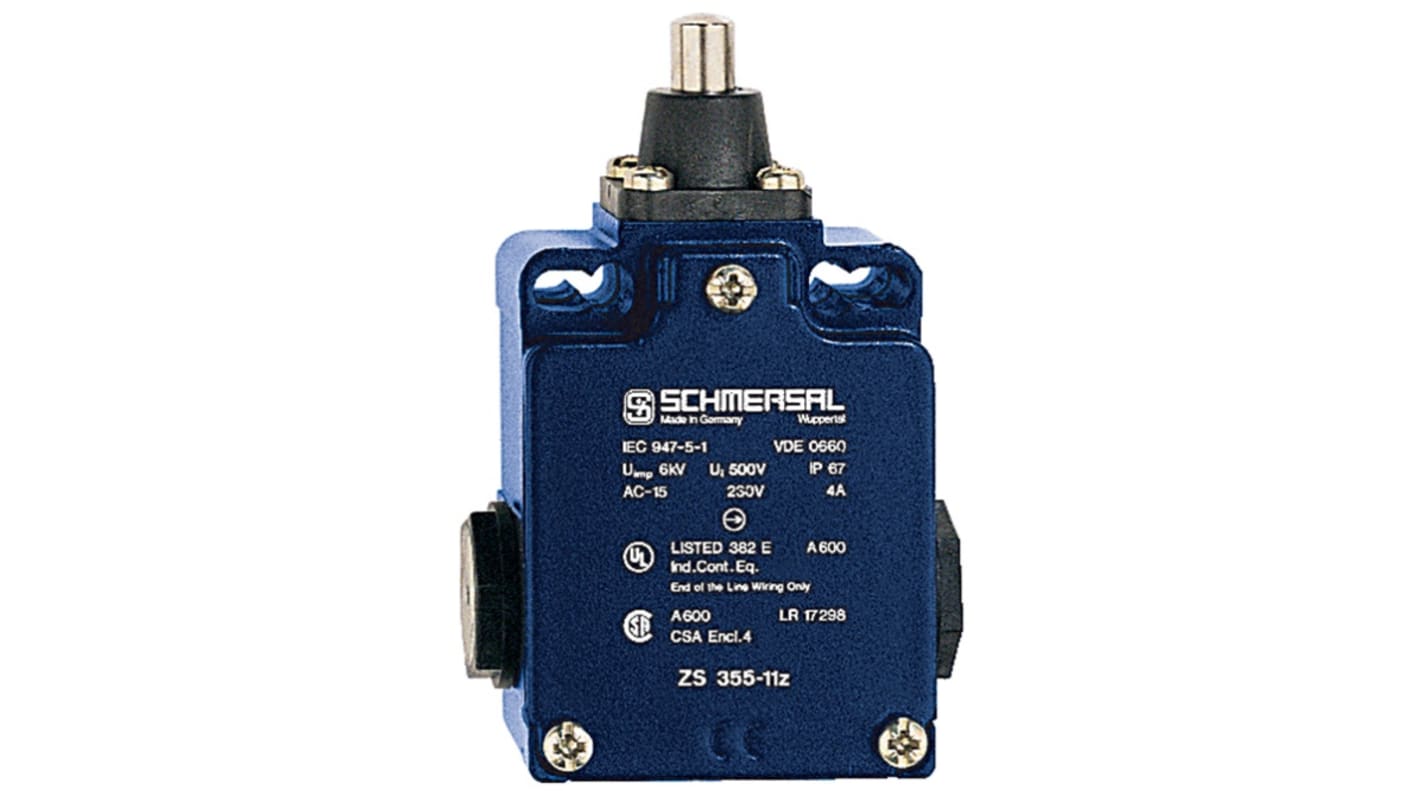 Schmersal EX-Z Series Plunger Actuator, 2NC, IP67, Die Cast Alloy Housing, 230V ac ac Max, 4A Max