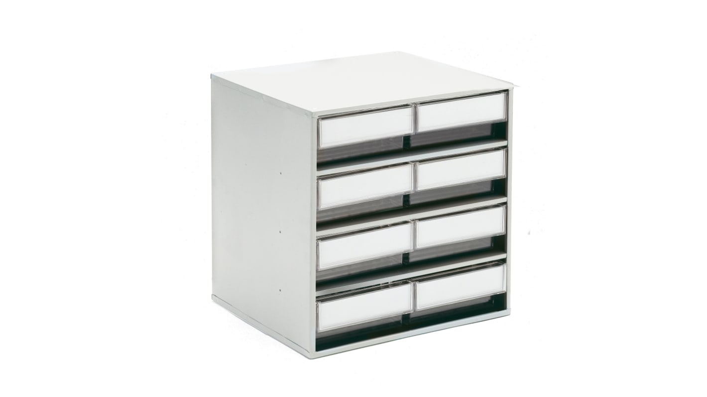 Treston 8 Drawer Storage Unit, Plastic, 395mm x 400mm x 300mm, Clear