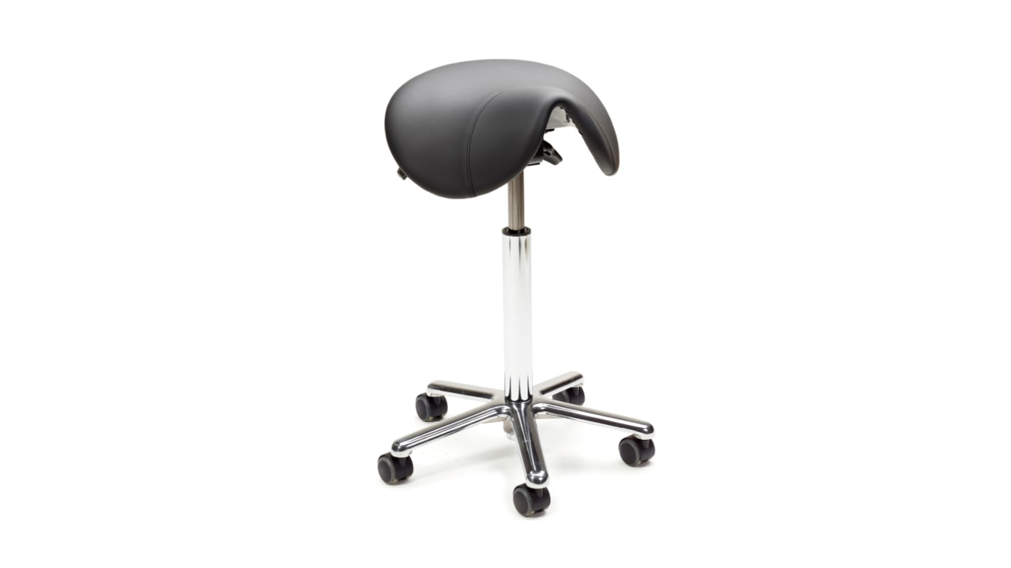 Treston Black Leather Stool, 120kg Weight Capacity