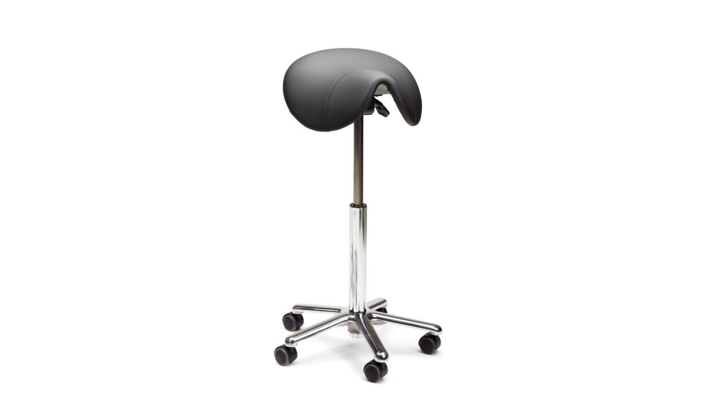 Treston Black Leather Stool, 120kg Weight Capacity