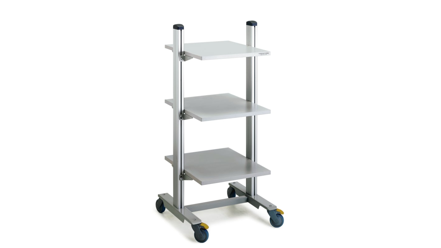 Treston 3 Shelf Aluminium, Steel Trolley Trolley, 530 x 650mm, 150kg Load