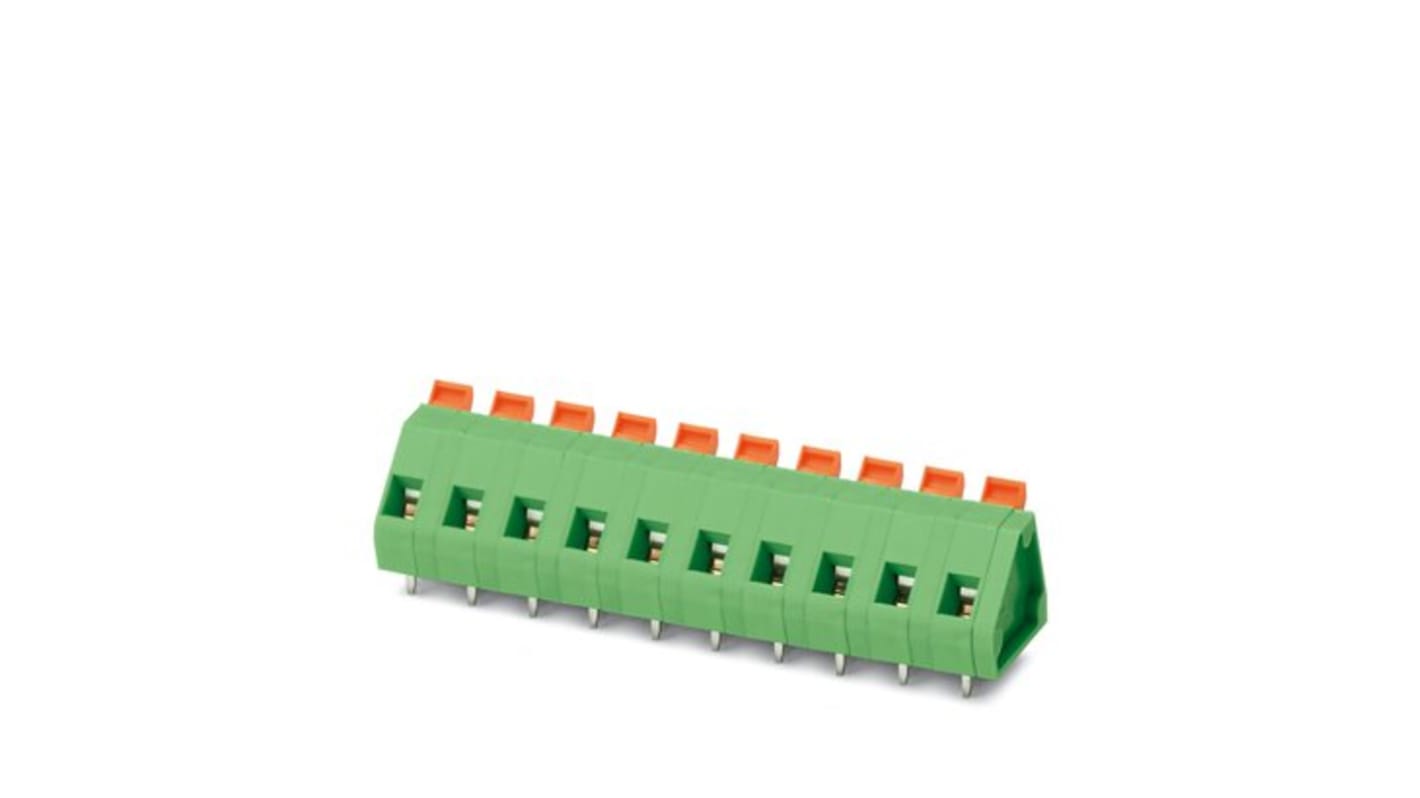 Phoenix Contact ZFKDSA Series PCB Terminal Block, 4-Contact, 7.62mm Pitch, PCB Mount, 1-Row, Spring Cage Termination