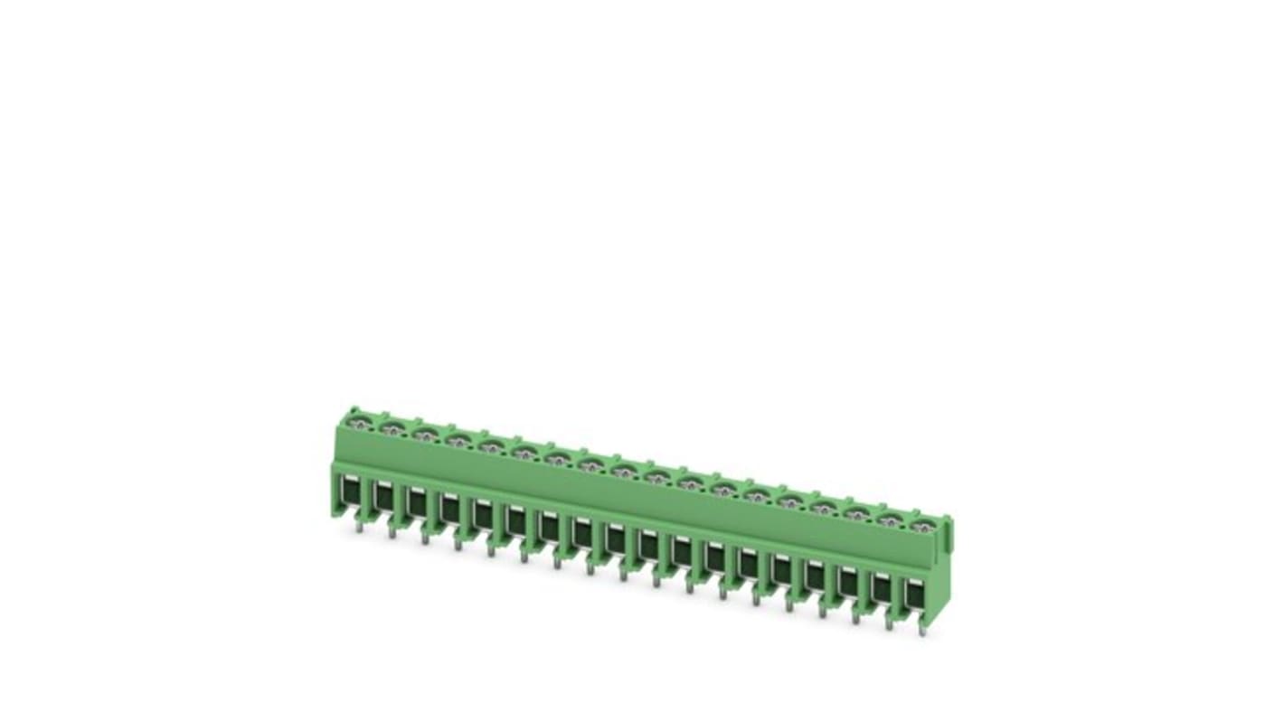 Phoenix Contact PT Series PCB Terminal Block, 18-Contact, 5mm Pitch, PCB Mount, 1-Row, Screw Termination
