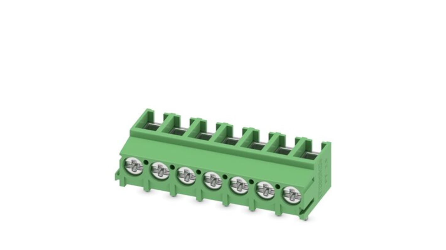 Phoenix Contact PT Series PCB Terminal Block, 7-Contact, 5mm Pitch, PCB Mount, 1-Row, Screw Termination