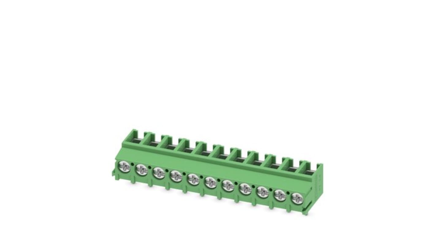 Phoenix Contact PT Series PCB Terminal Block, 11-Contact, 5mm Pitch, PCB Mount, 1-Row, Screw Termination