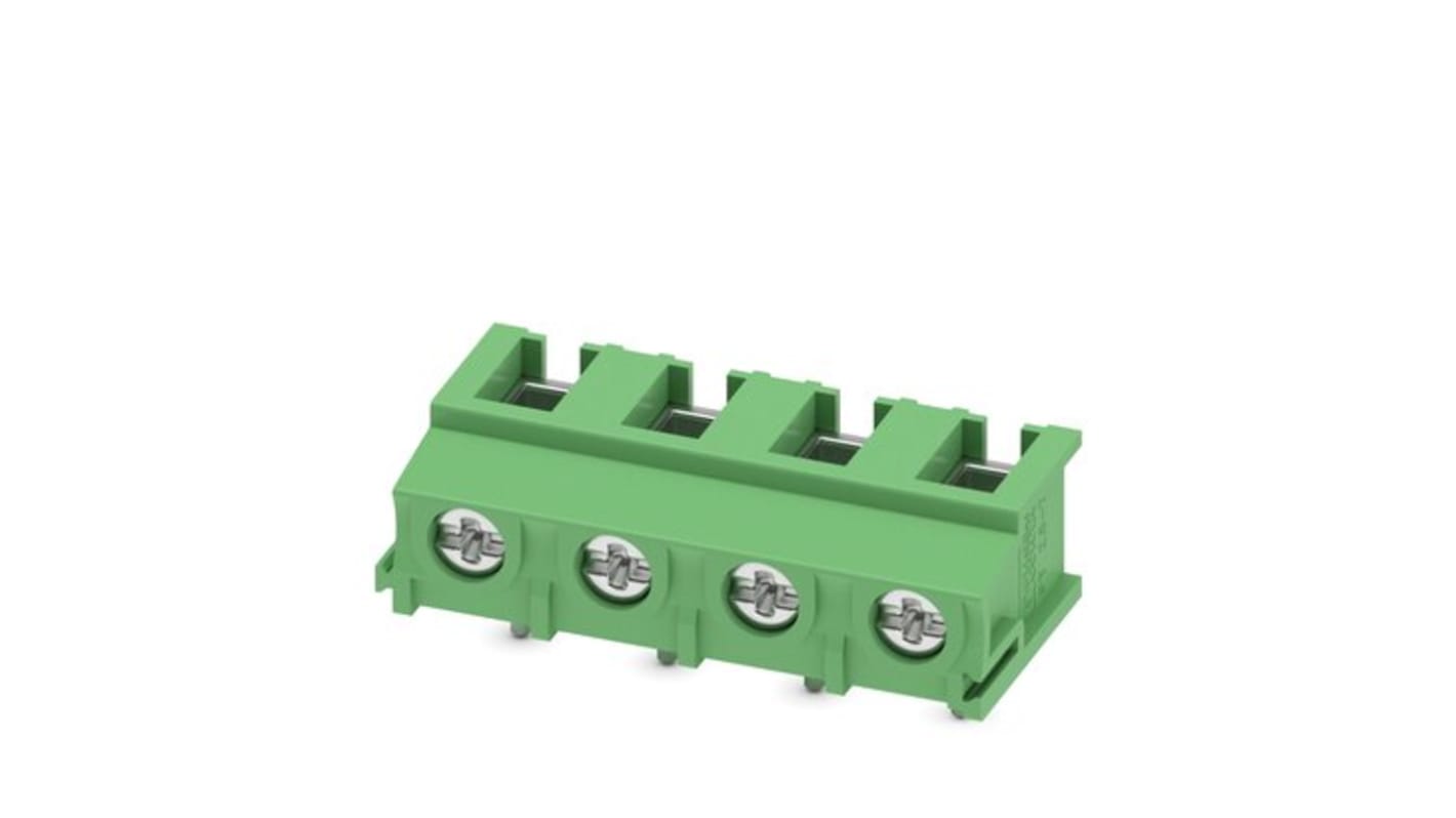 Phoenix Contact PT Series PCB Terminal Block, 4-Contact, 7.5mm Pitch, PCB Mount, 1-Row, Screw Termination