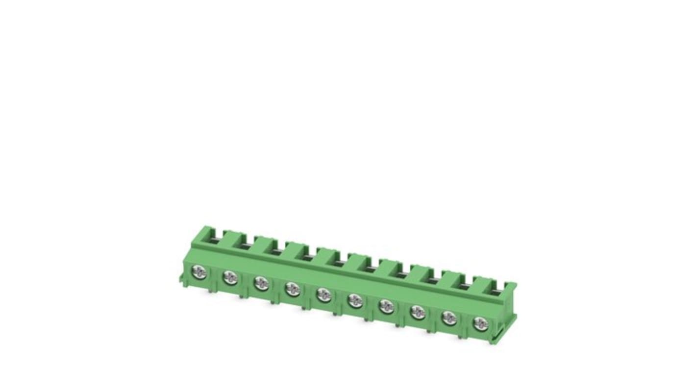 Phoenix Contact PT Series PCB Terminal Block, 10-Contact, 7.5mm Pitch, PCB Mount, 1-Row, Screw Termination