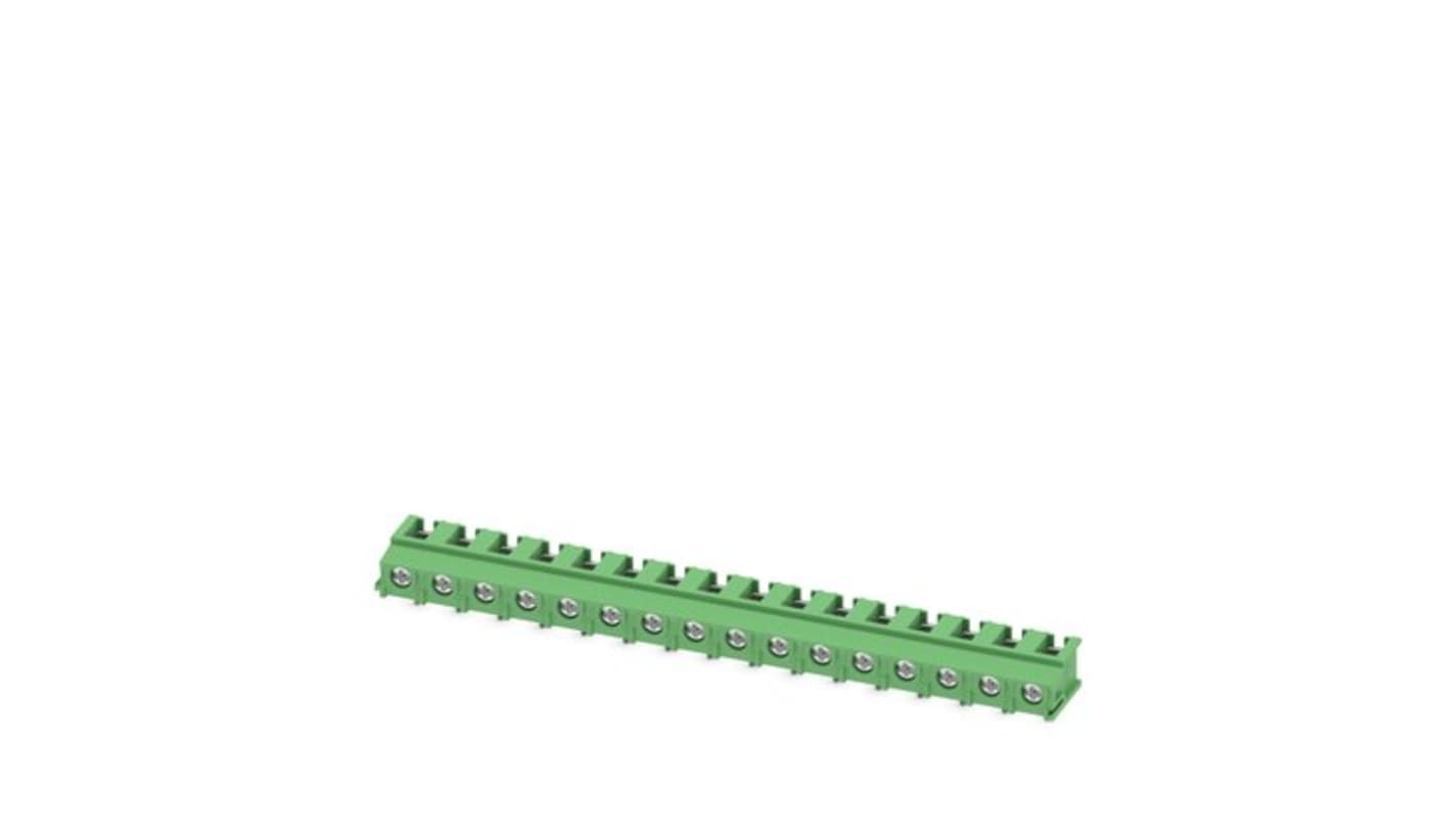 Phoenix Contact PT Series PCB Terminal Block, 16-Contact, 7.5mm Pitch, PCB Mount, 1-Row, Screw Termination