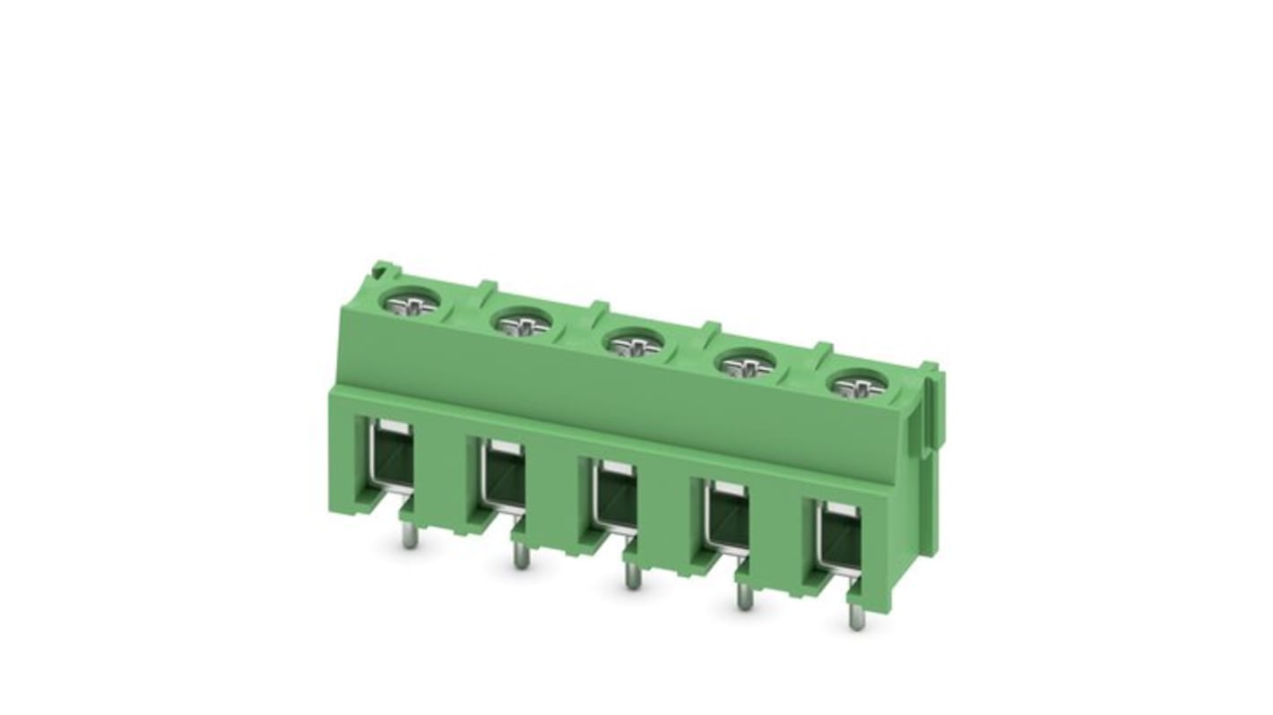 Phoenix Contact PT Series PCB Terminal Block, 5-Contact, 7.5mm Pitch, PCB Mount, 1-Row, Screw Termination