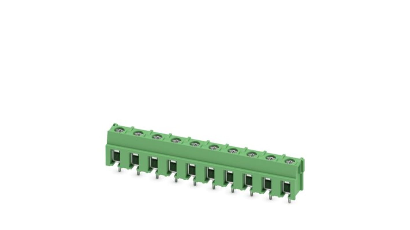 Phoenix Contact PT Series PCB Terminal Block, 10-Contact, 7.5mm Pitch, PCB Mount, 1-Row, Screw Termination