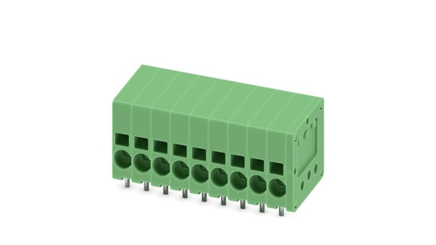 Phoenix Contact SPT Series PCB Terminal Block, 9-Contact, 3.5mm Pitch, PCB Mount, 1-Row, Push In Termination