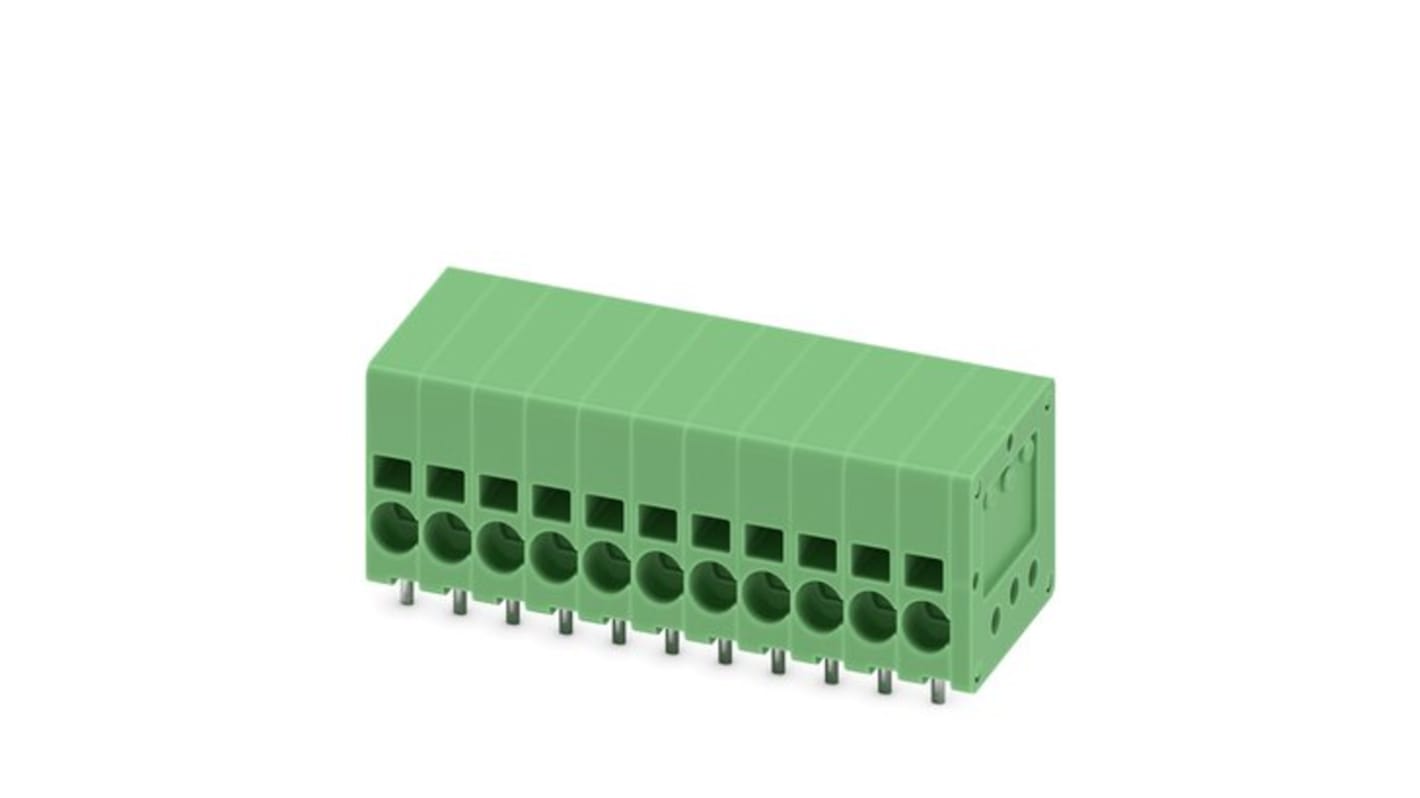 Phoenix Contact SPT Series PCB Terminal Block, 11-Contact, 3.5mm Pitch, PCB Mount, 1-Row, Push In Termination