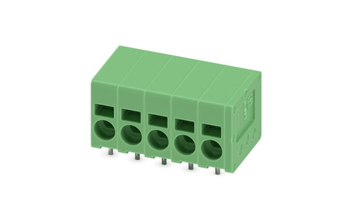 Phoenix Contact SPT Series PCB Terminal Block, 5-Contact, 5mm Pitch, PCB Mount, 1-Row, Push In Termination