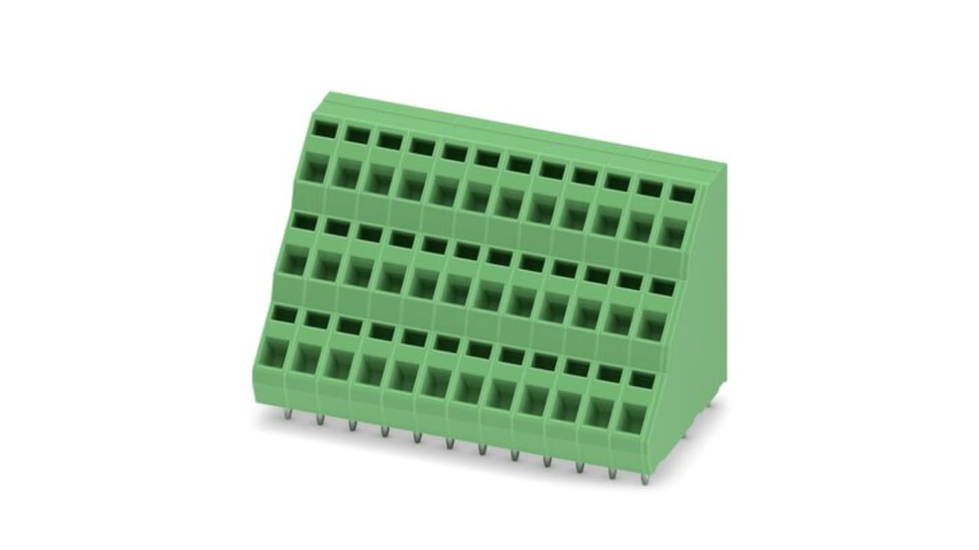 Phoenix Contact ZFK3DSA Series PCB Terminal Block, 36-Contact, 5.08mm Pitch, PCB Mount, 3-Row, Spring Cage Termination