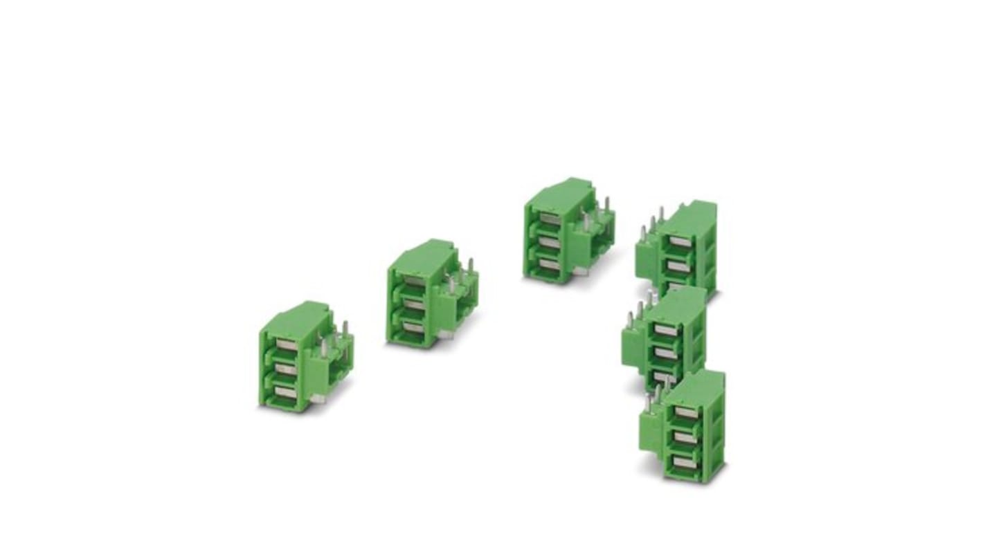 Phoenix Contact MKDSO Series PCB Terminal Block, 3-Contact, 5mm Pitch, PCB Mount, 1-Row, Screw Termination